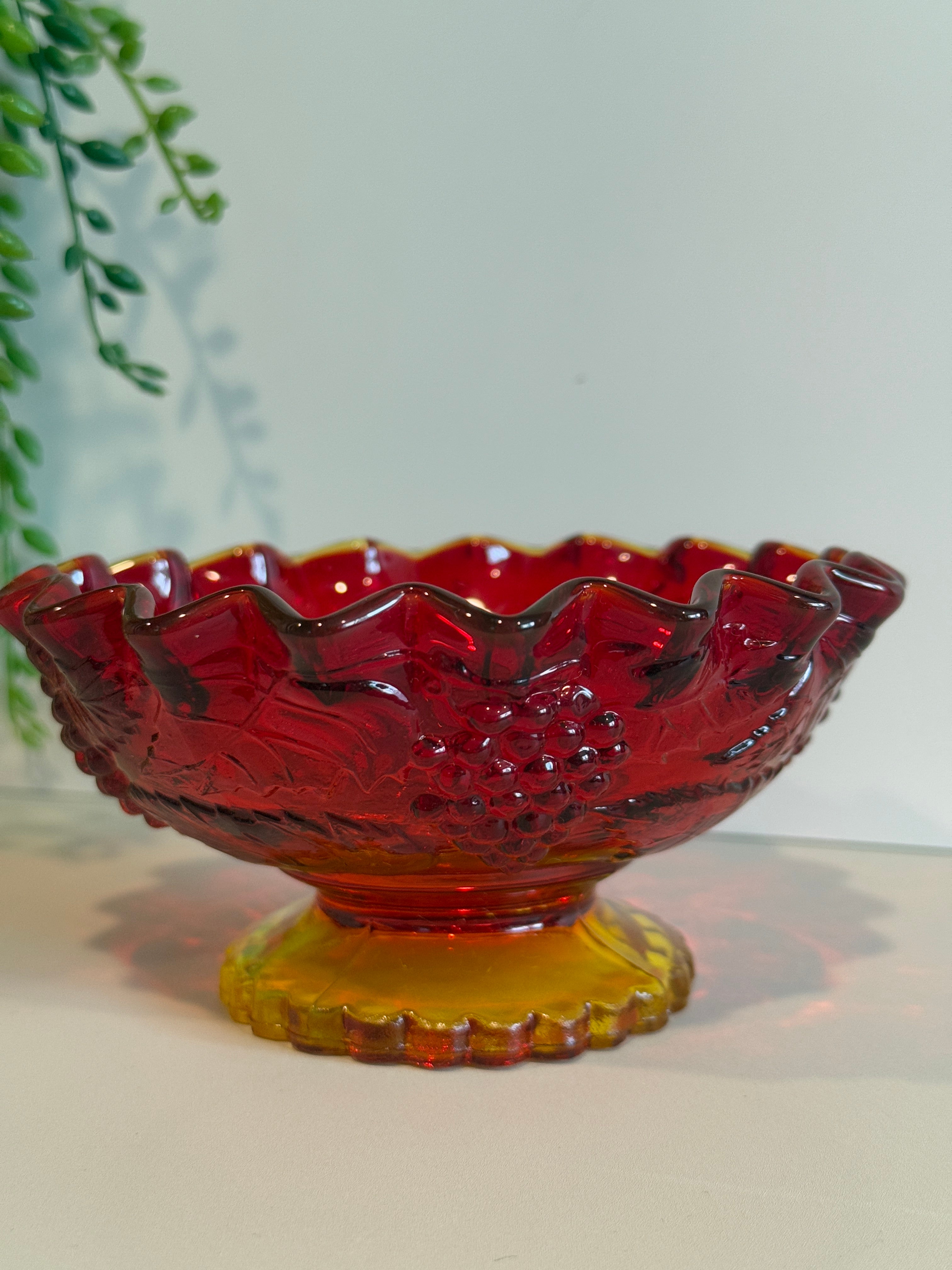 LE Smith Amberina Harvest Grape Candle Holder