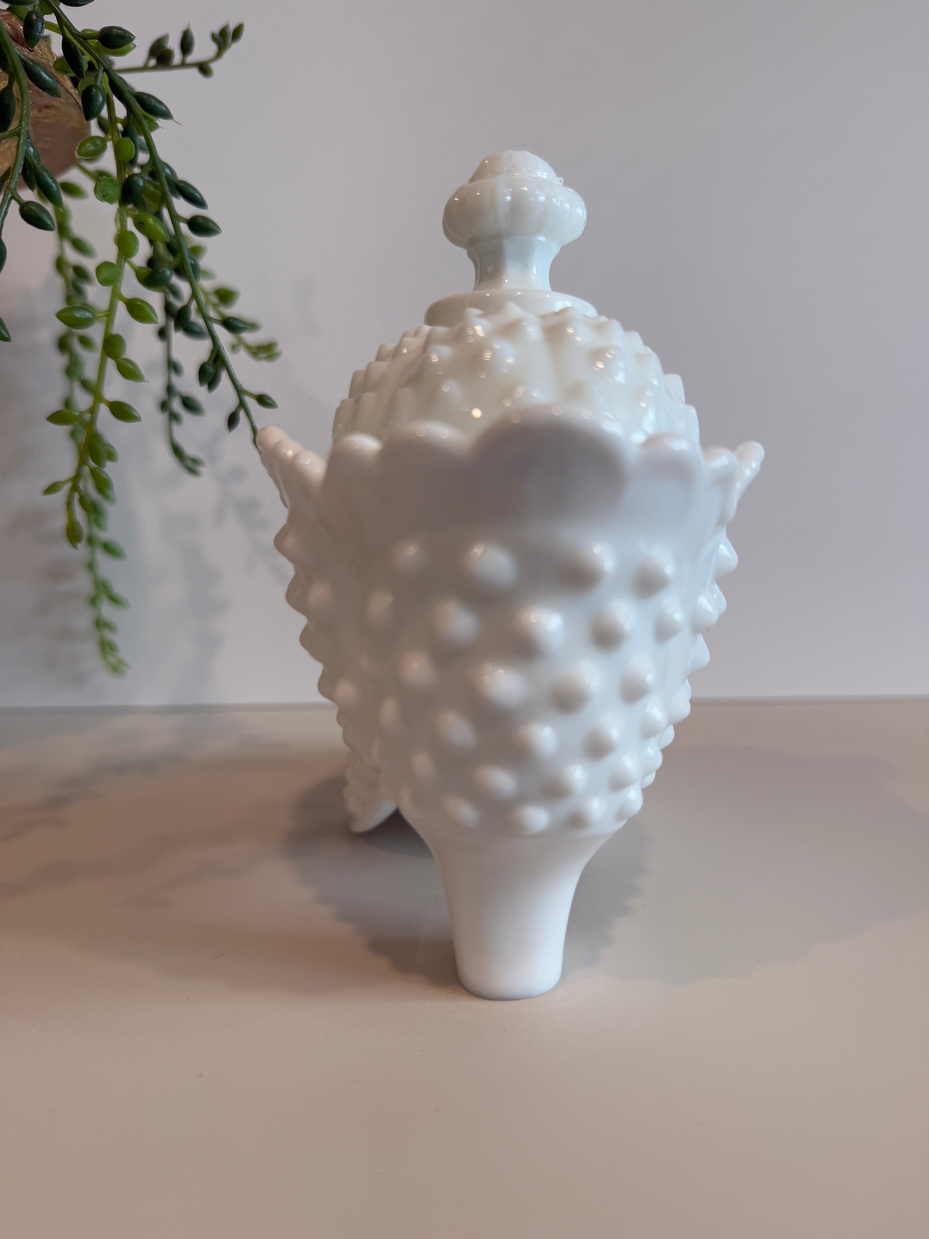 Vintage Fenton Hobnail Milk Glass Lidded Boot Candy Dish – Collectible Shoe Dish