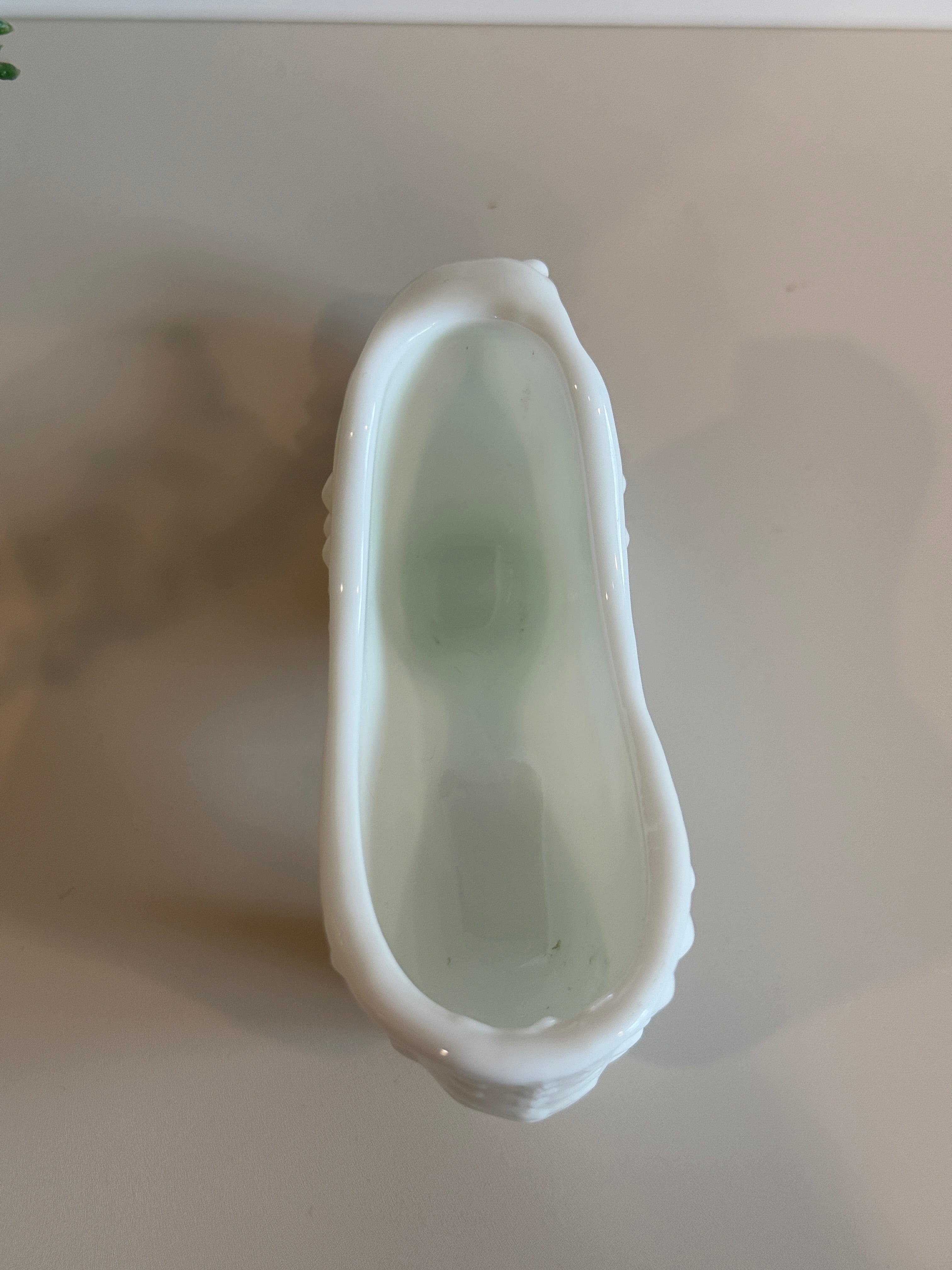 Vintage Fenton Hobnail Milk Glass Slipper Shoe with Cat Head – White Collectible Glass