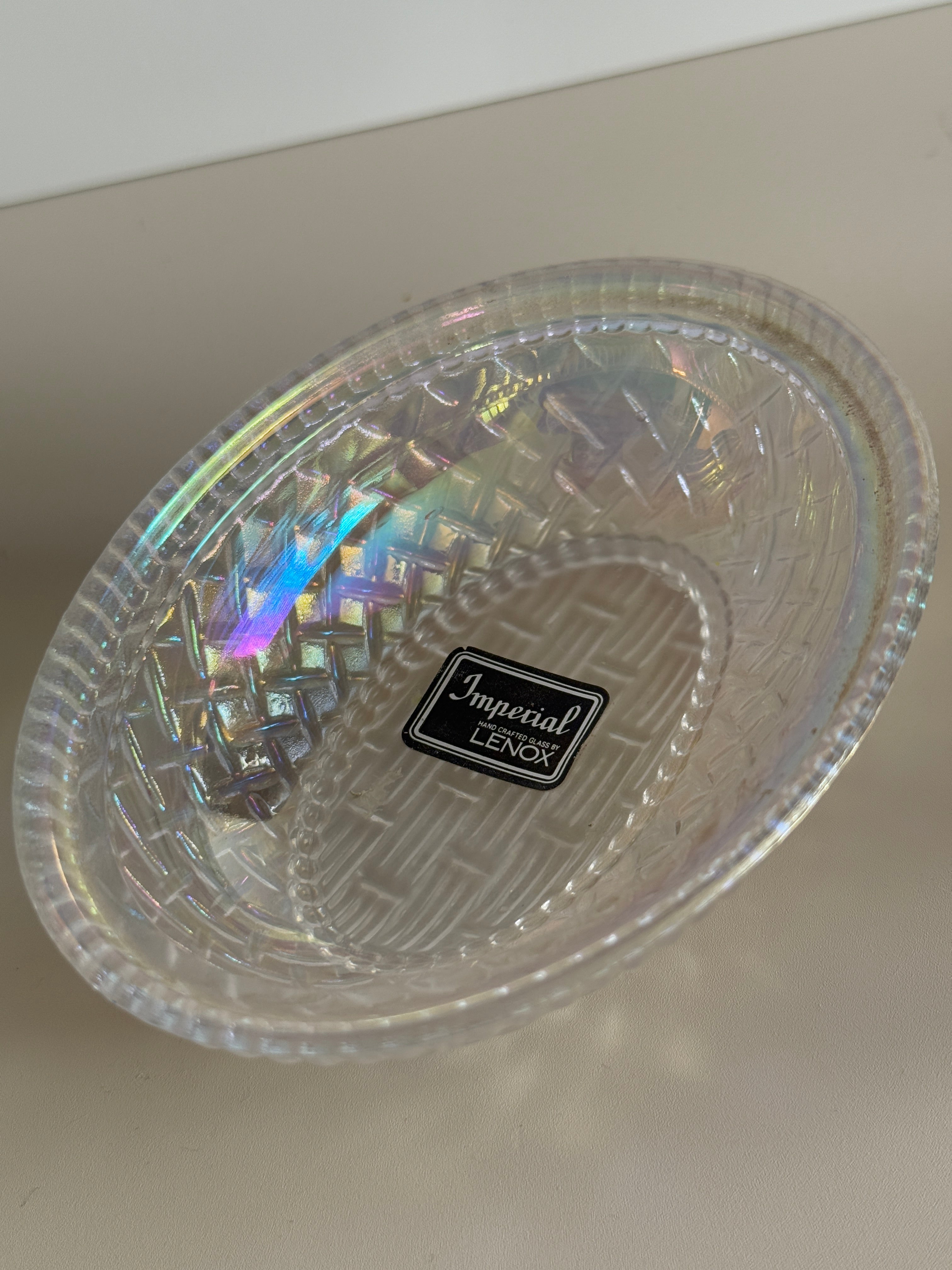 Imperial for Lenox Iridescent Bunny on Basket Candy Dish