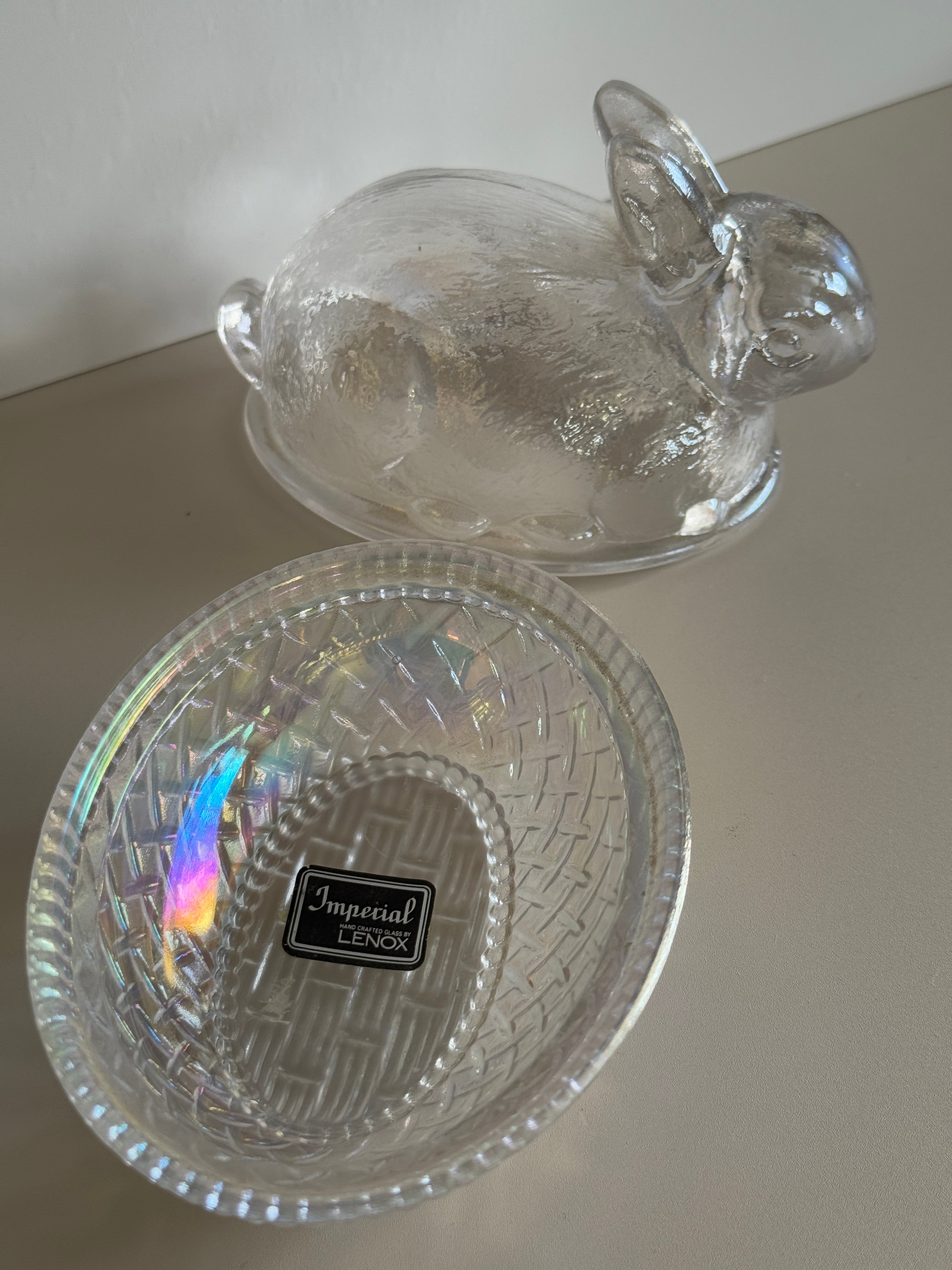 Imperial for Lenox Iridescent Bunny on Basket Candy Dish