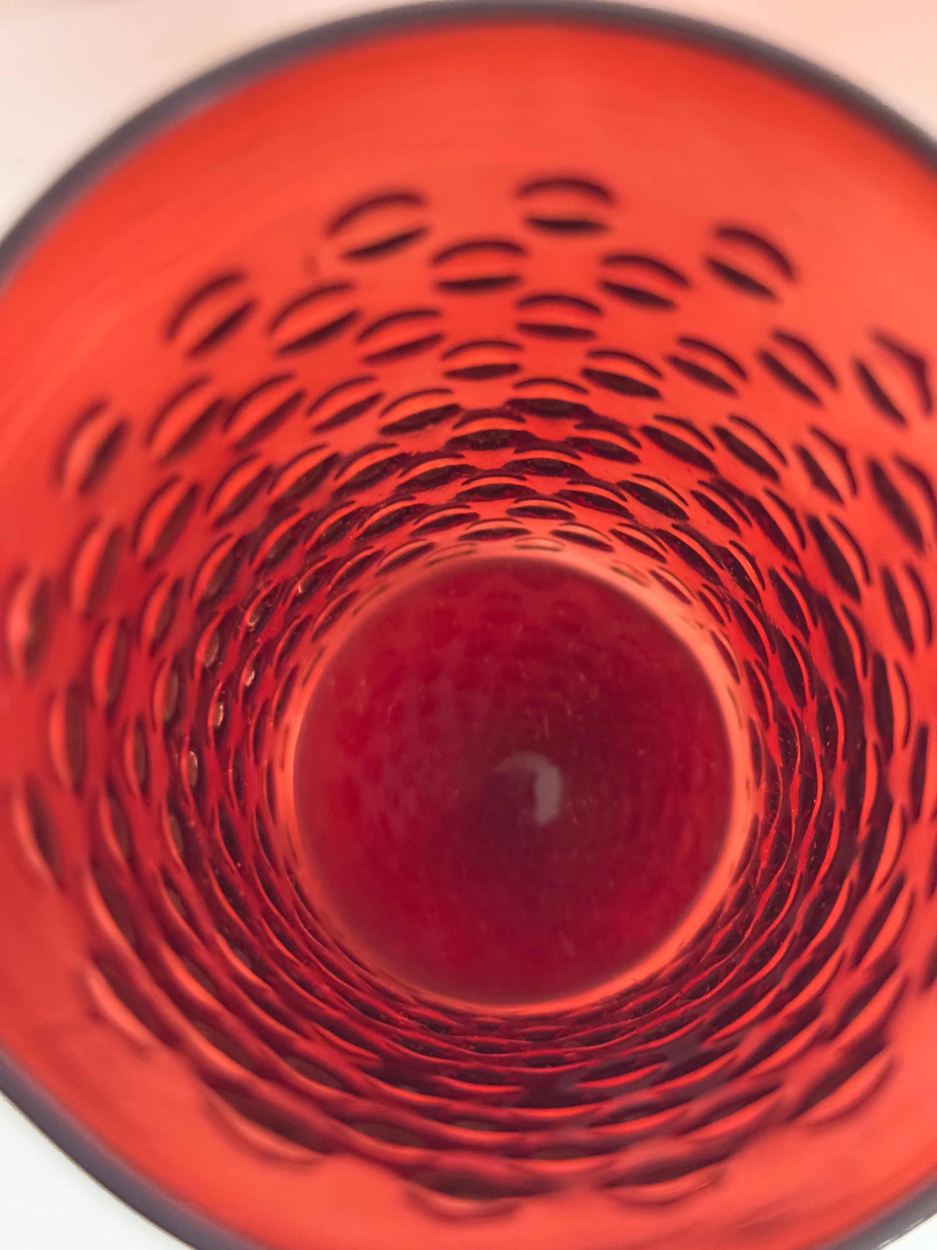 Vintage Anchor Hocking Ruby Red Hobnail Drinking Glasses – Set of 4
