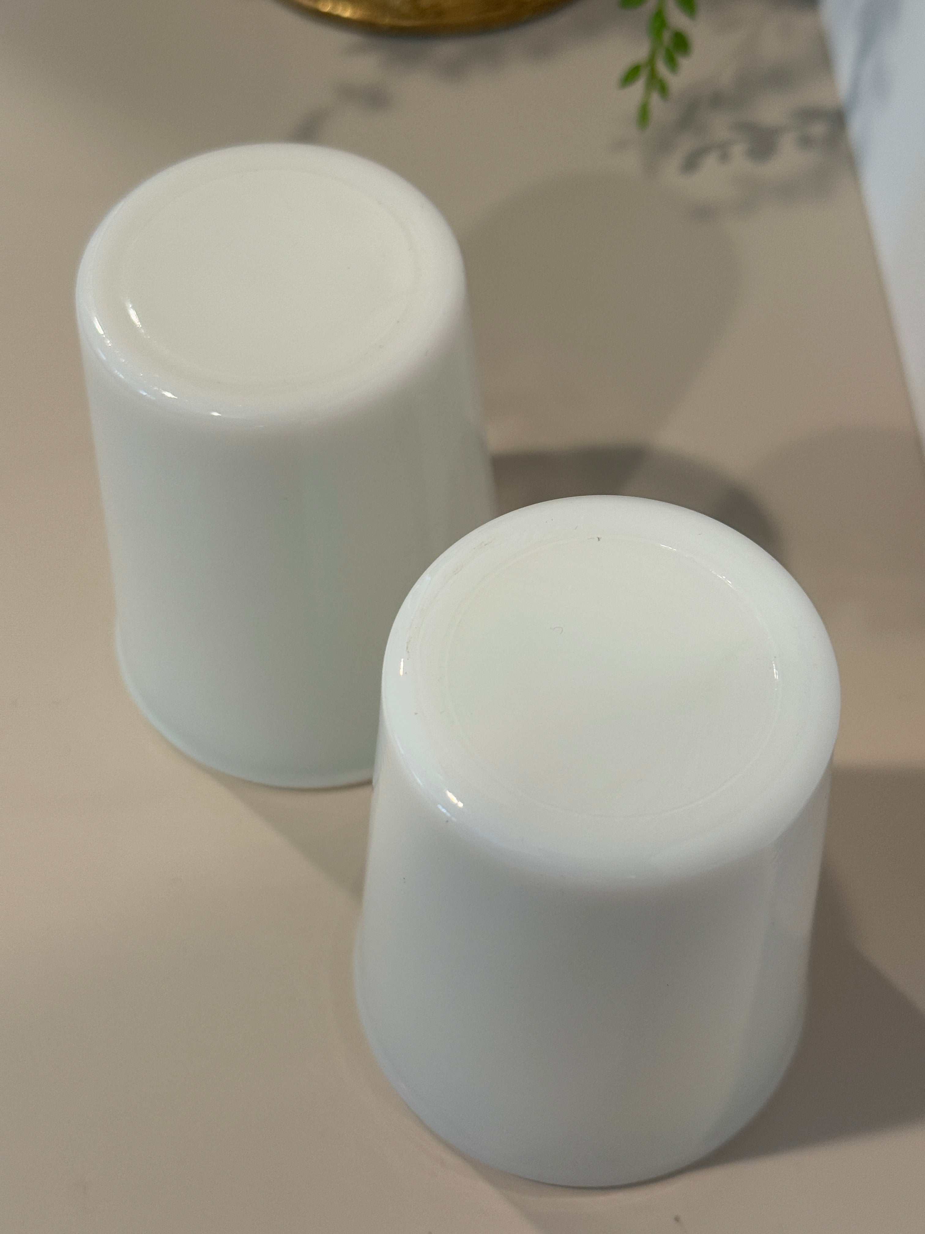 Set of 2 Vintage Hazel Atlas Opalescent Milk Glass Tumblers – 3.5 Inch