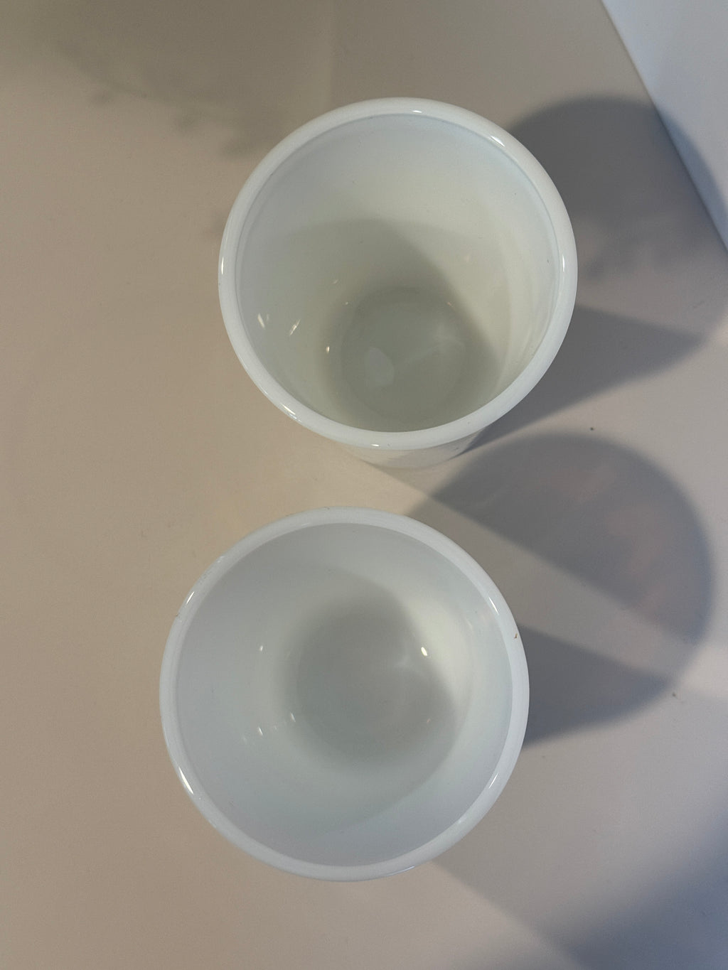 Set of 2 Vintage Hazel Atlas Opalescent Milk Glass Tumblers – 3.5 Inch