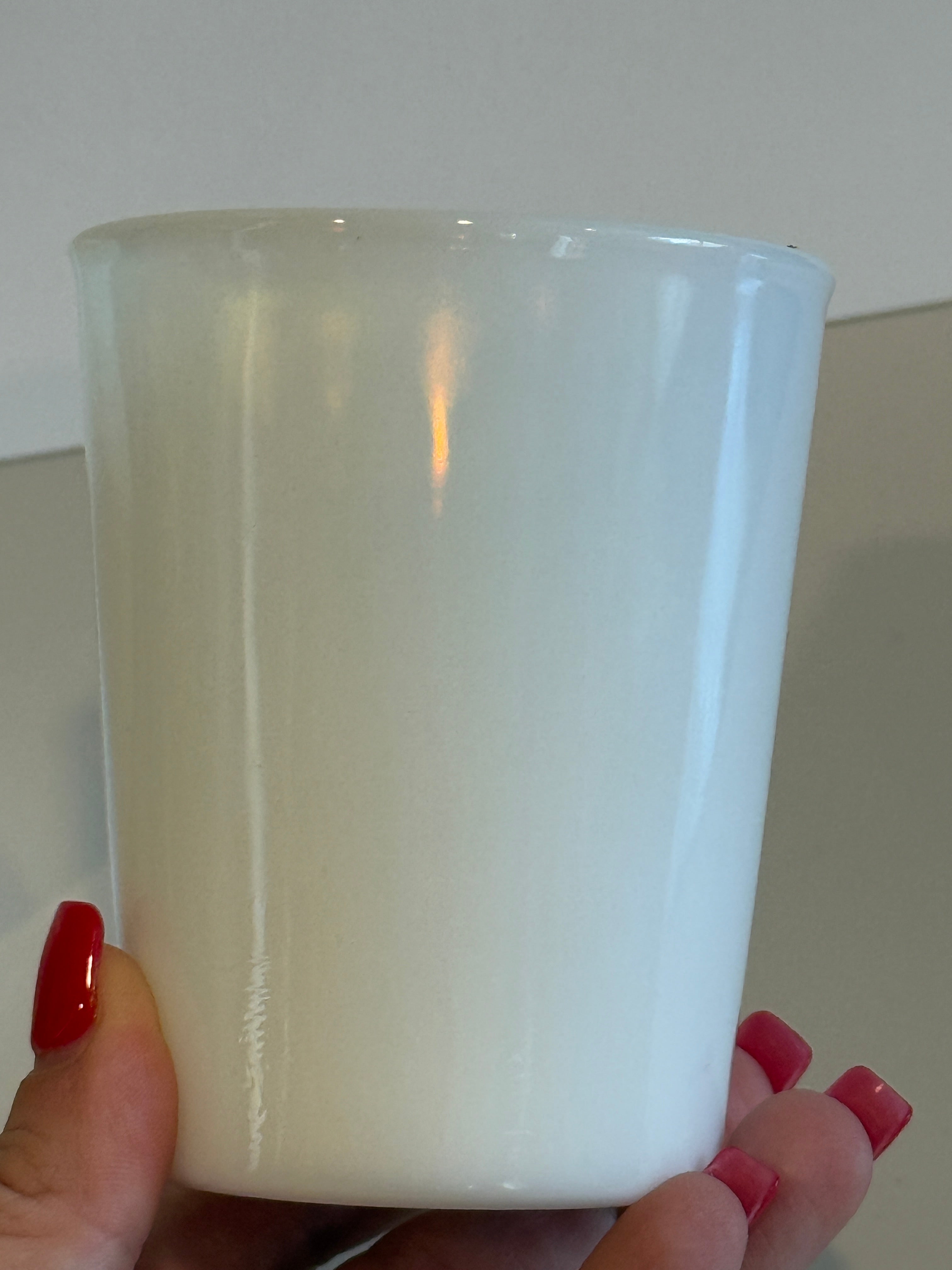 Set of 2 Vintage Hazel Atlas Opalescent Milk Glass Tumblers – 3.5 Inch