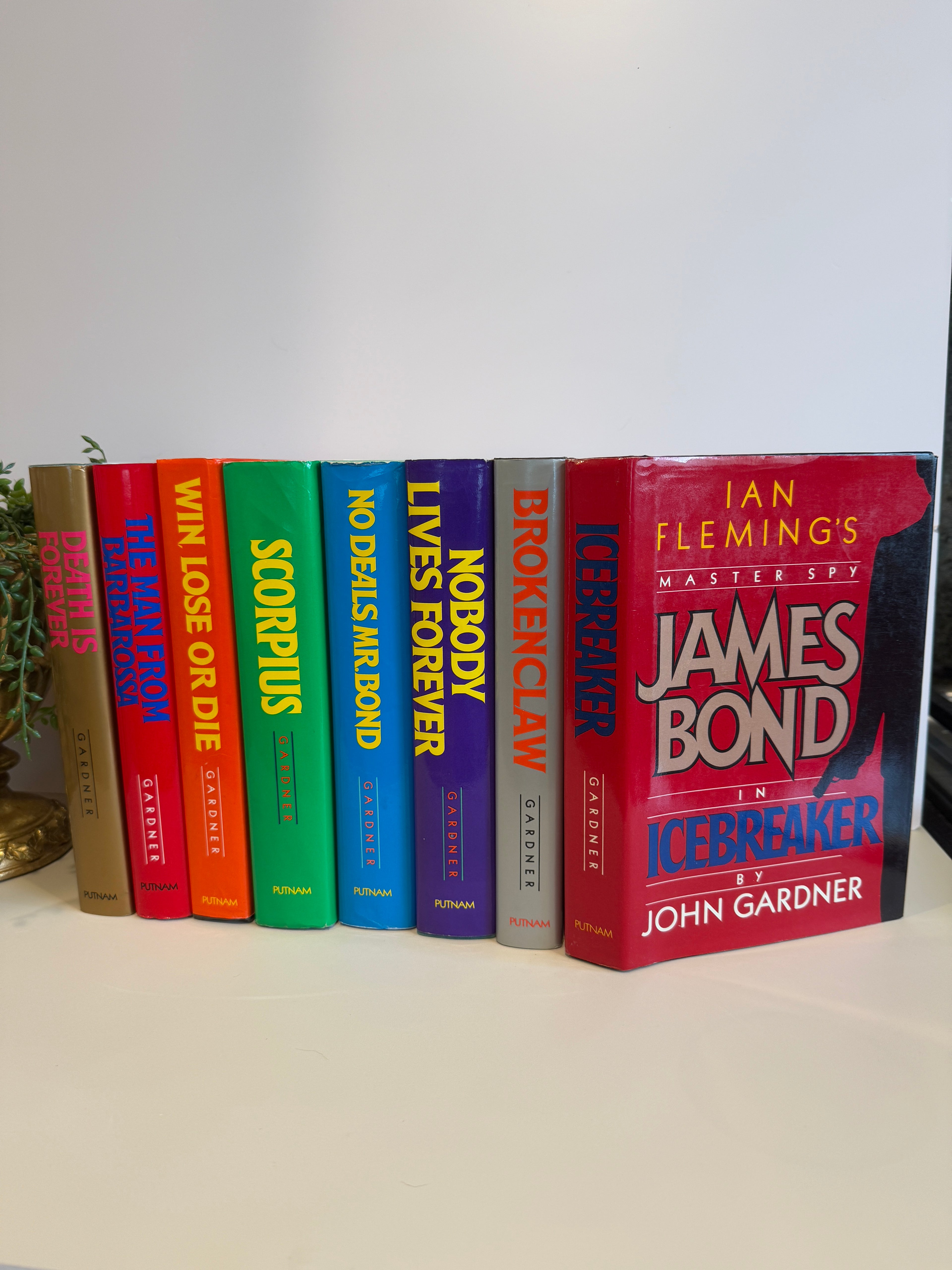 Set of 8 Ian Fleming’s Master Spy James Bond Books by John Gardner – First Editions with Dust Jackets