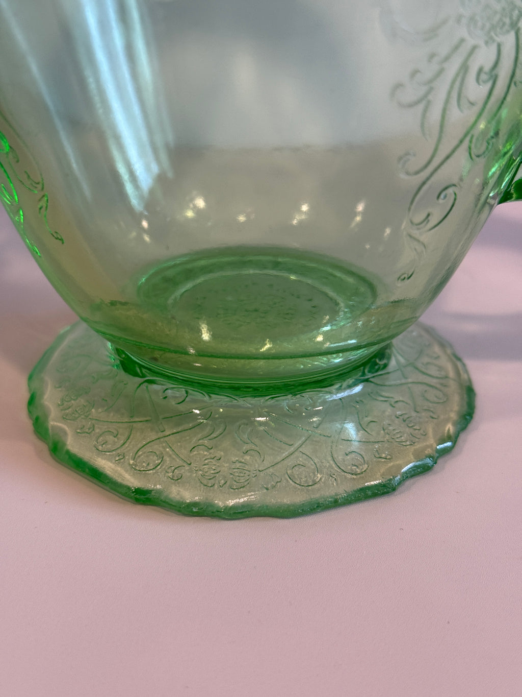 Hazel Atlas Green Depression Glass – Florentine No. 1 (Poppy) Pitcher & Juice Glasses- Sold Separately