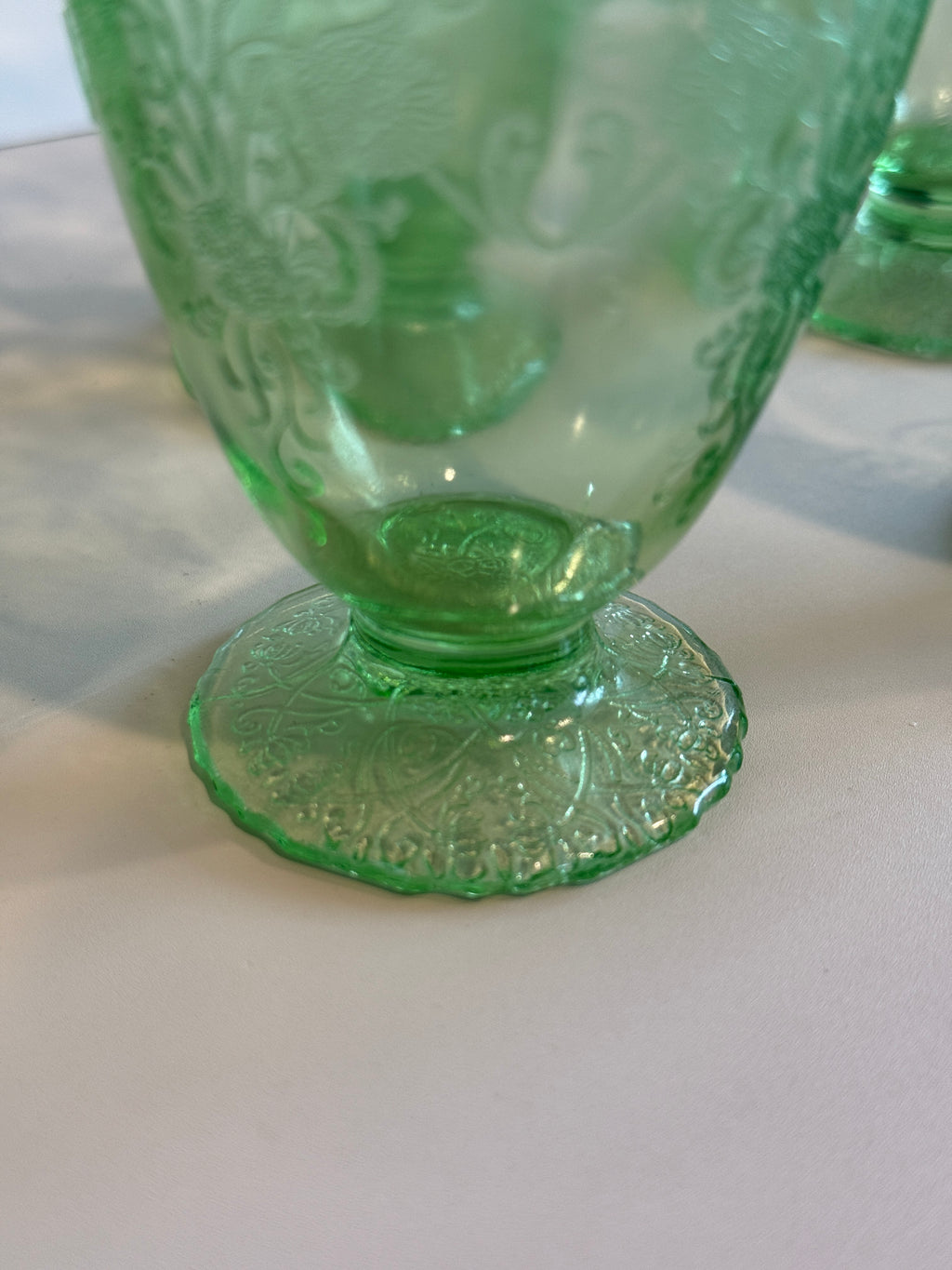 Hazel Atlas Green Depression Glass – Florentine No. 1 (Poppy) Pitcher & Juice Glasses- Sold Separately