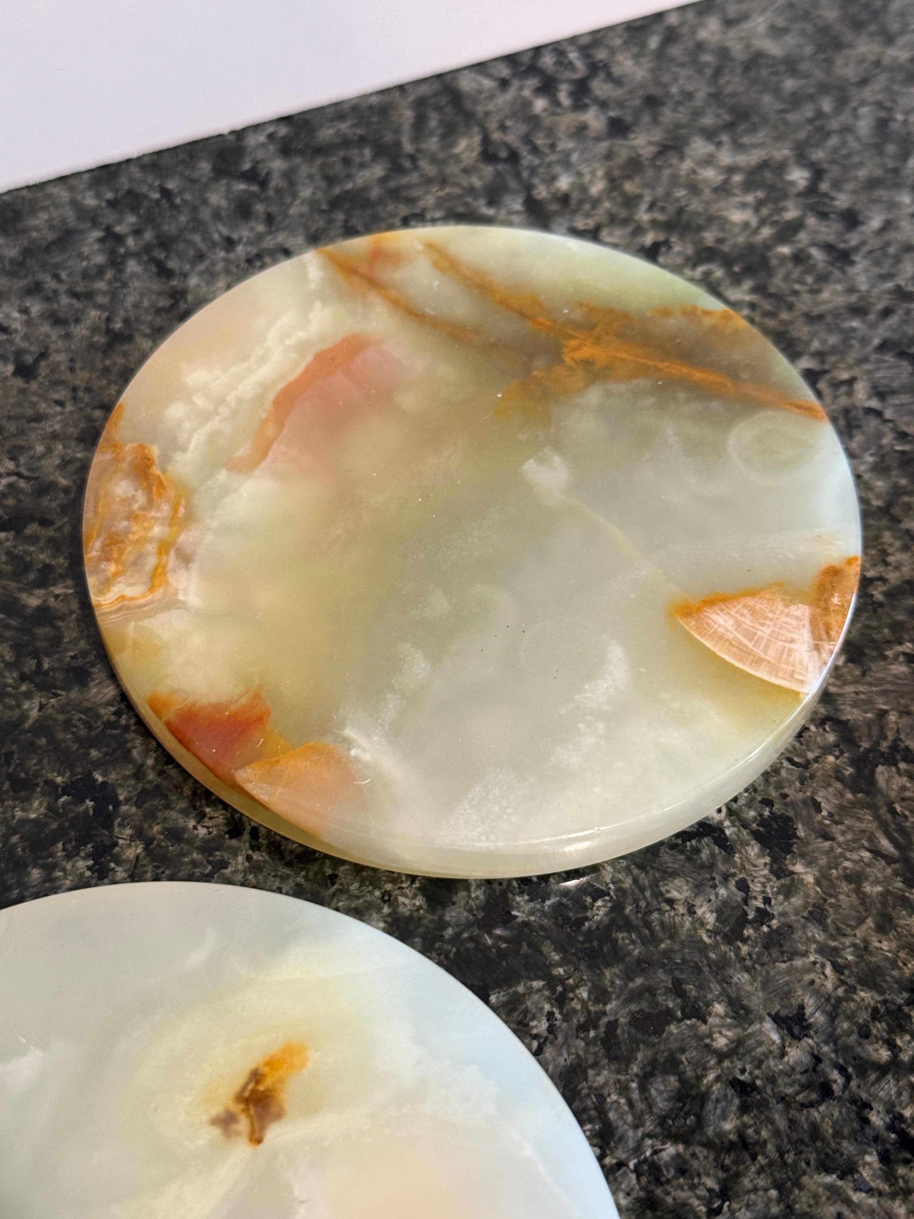 Set of 4 Green Agate Stone Coasters – Made in Italy for Gump’s