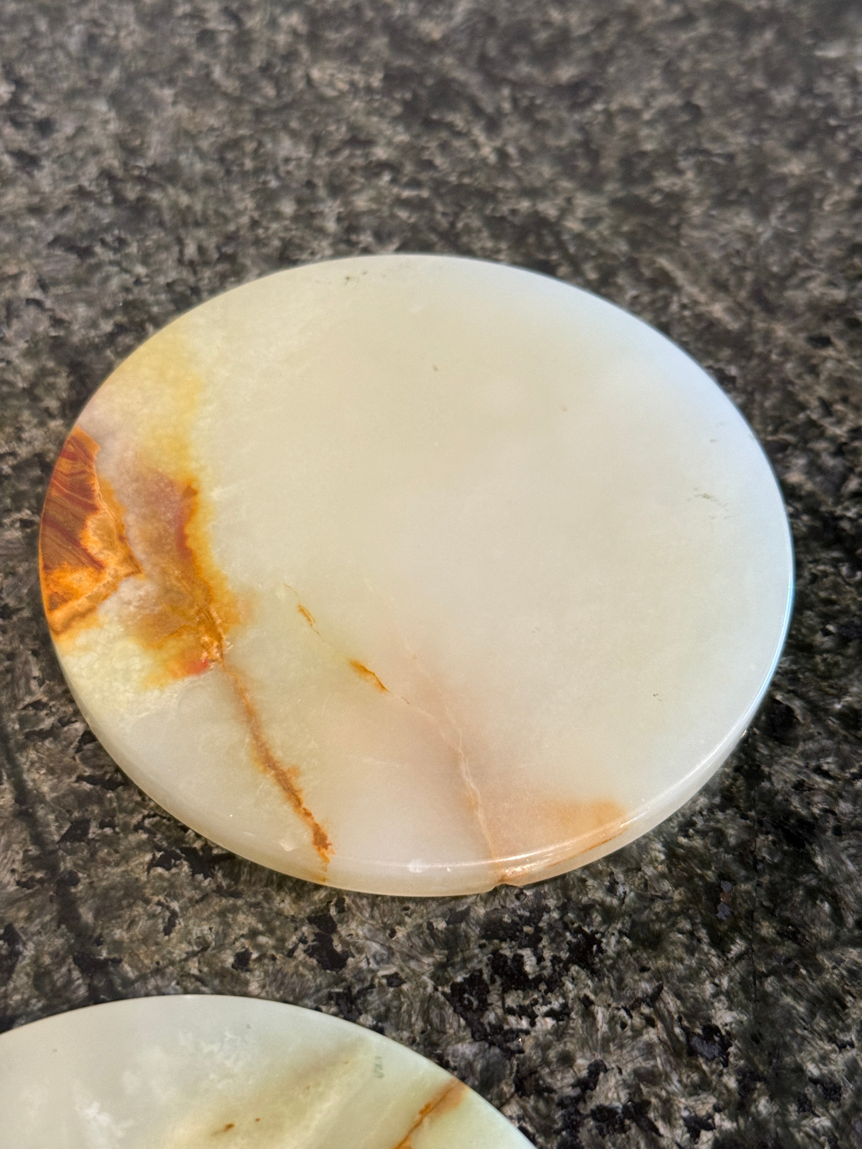 Set of 4 Green Agate Stone Coasters – Made in Italy for Gump’s