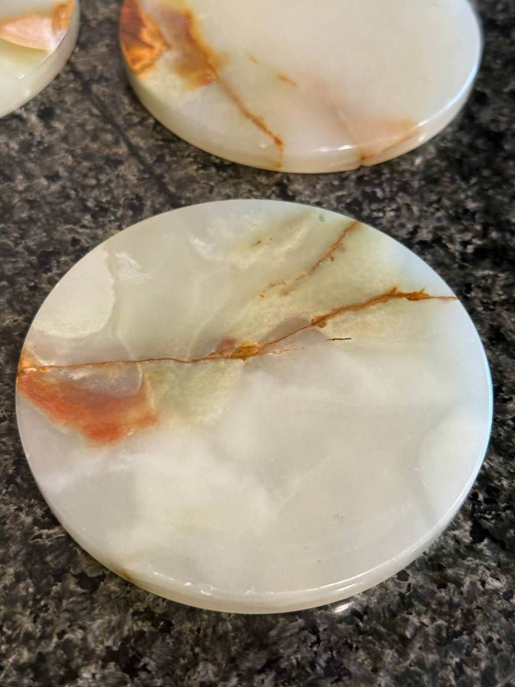 Set of 4 Green Agate Stone Coasters – Made in Italy for Gump’s