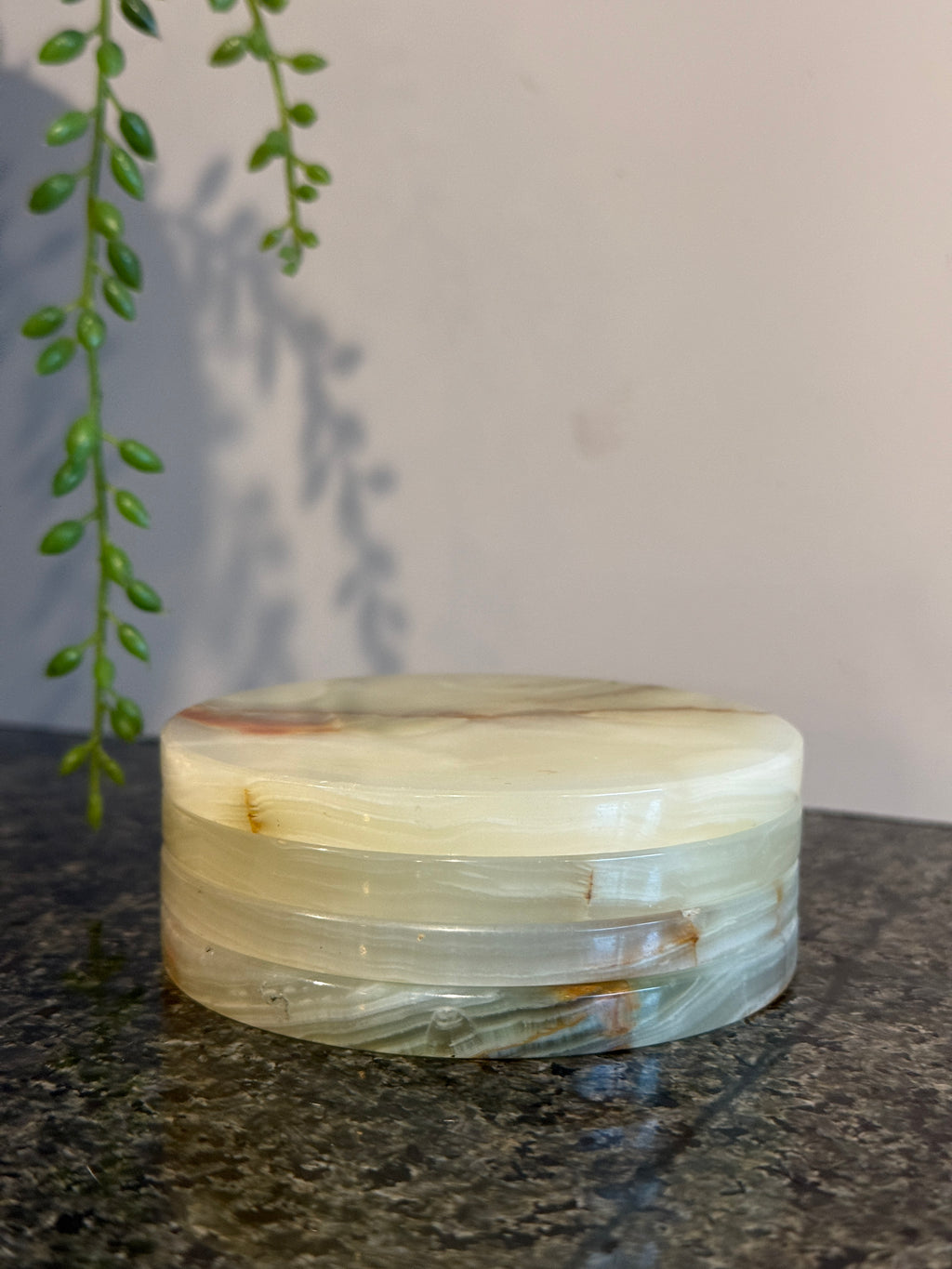 Set of 4 Green Agate Stone Coasters – Made in Italy for Gump’s