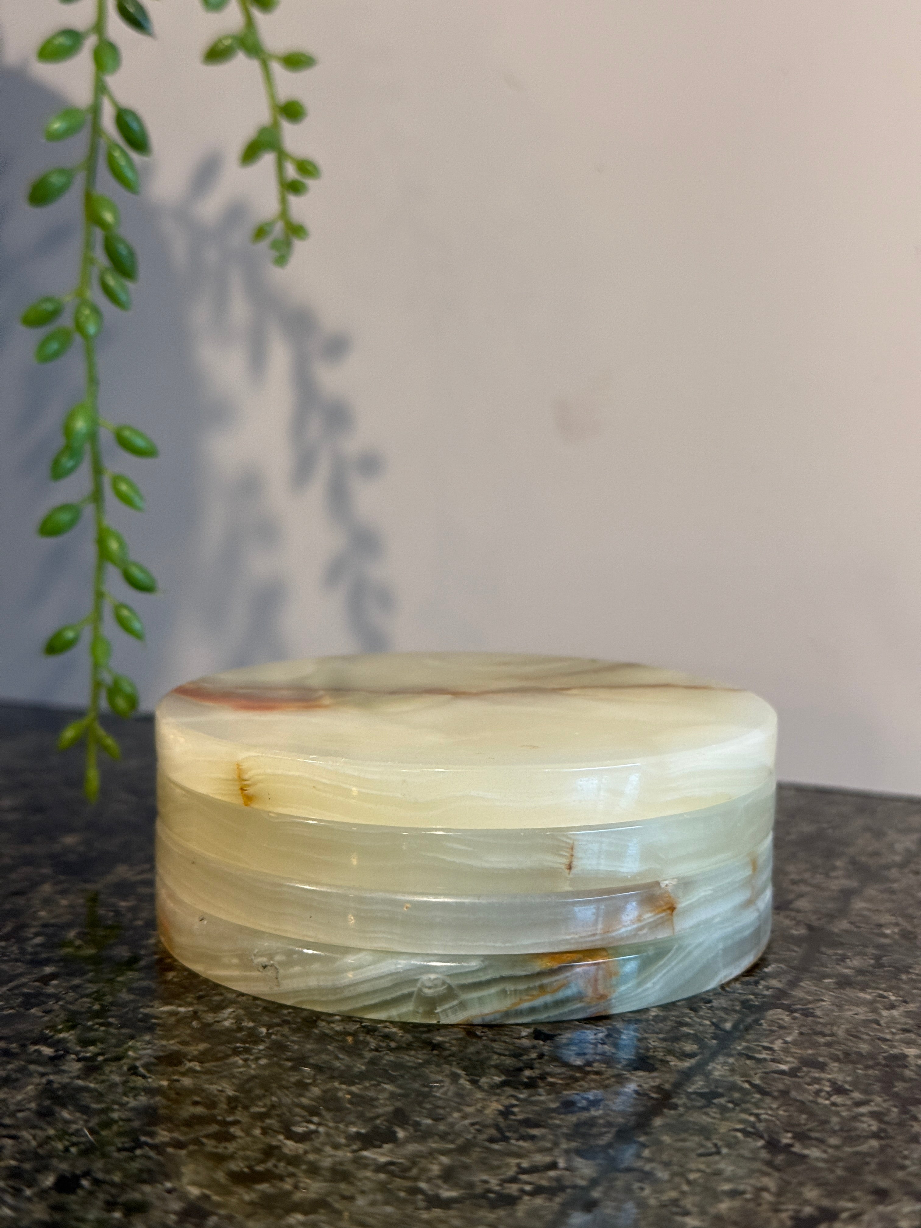 Set of 4 Green Agate Stone Coasters – Made in Italy for Gump’s