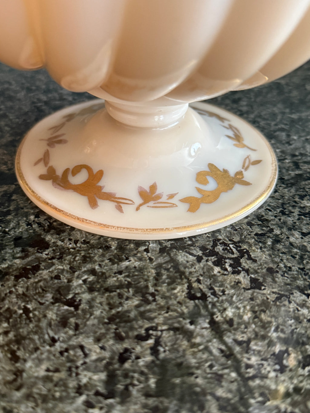 Vintage Cambridge Crown Tuscan “Sea Shell” Footed Compote | Pink Milk Glass Candy Dish with Gold Trim