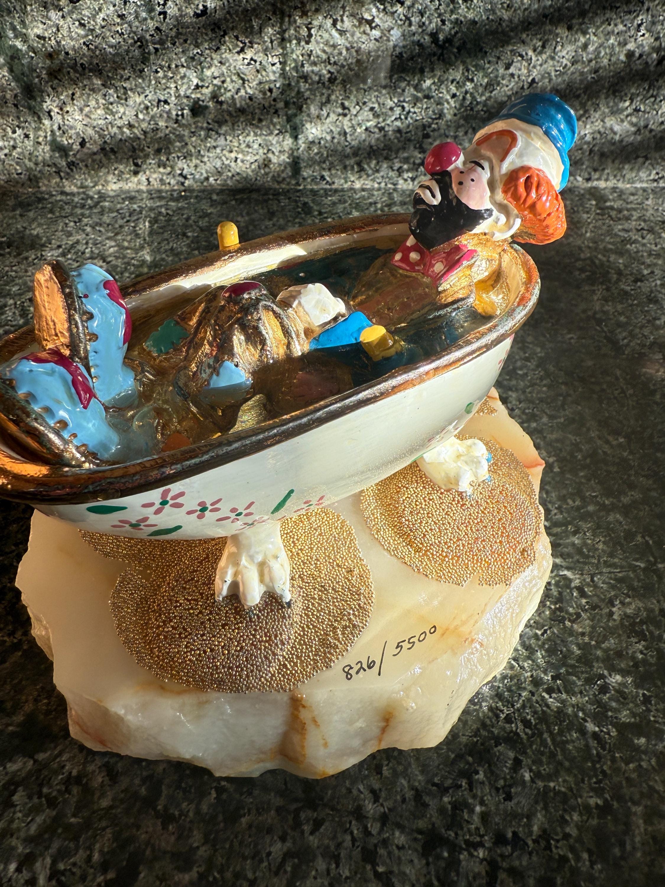 Vintage Ron Lee Clown Figurines on Onyx Base – 1980s Limited Edition Circus Collectibles – Hand-Painted Sculpture – Sold Individually
