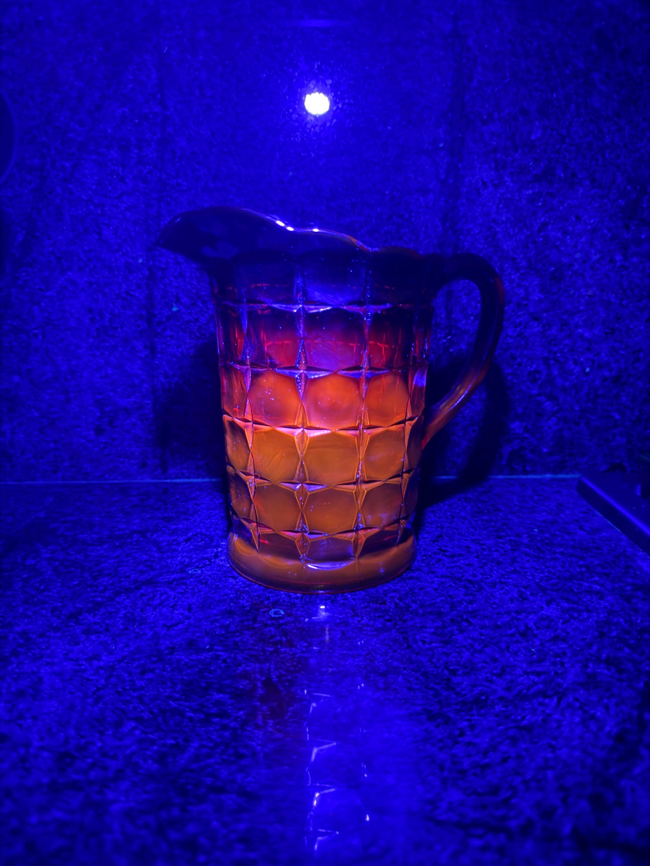 Vintage Tiara Amberina Consellation pitcher- glows under UV