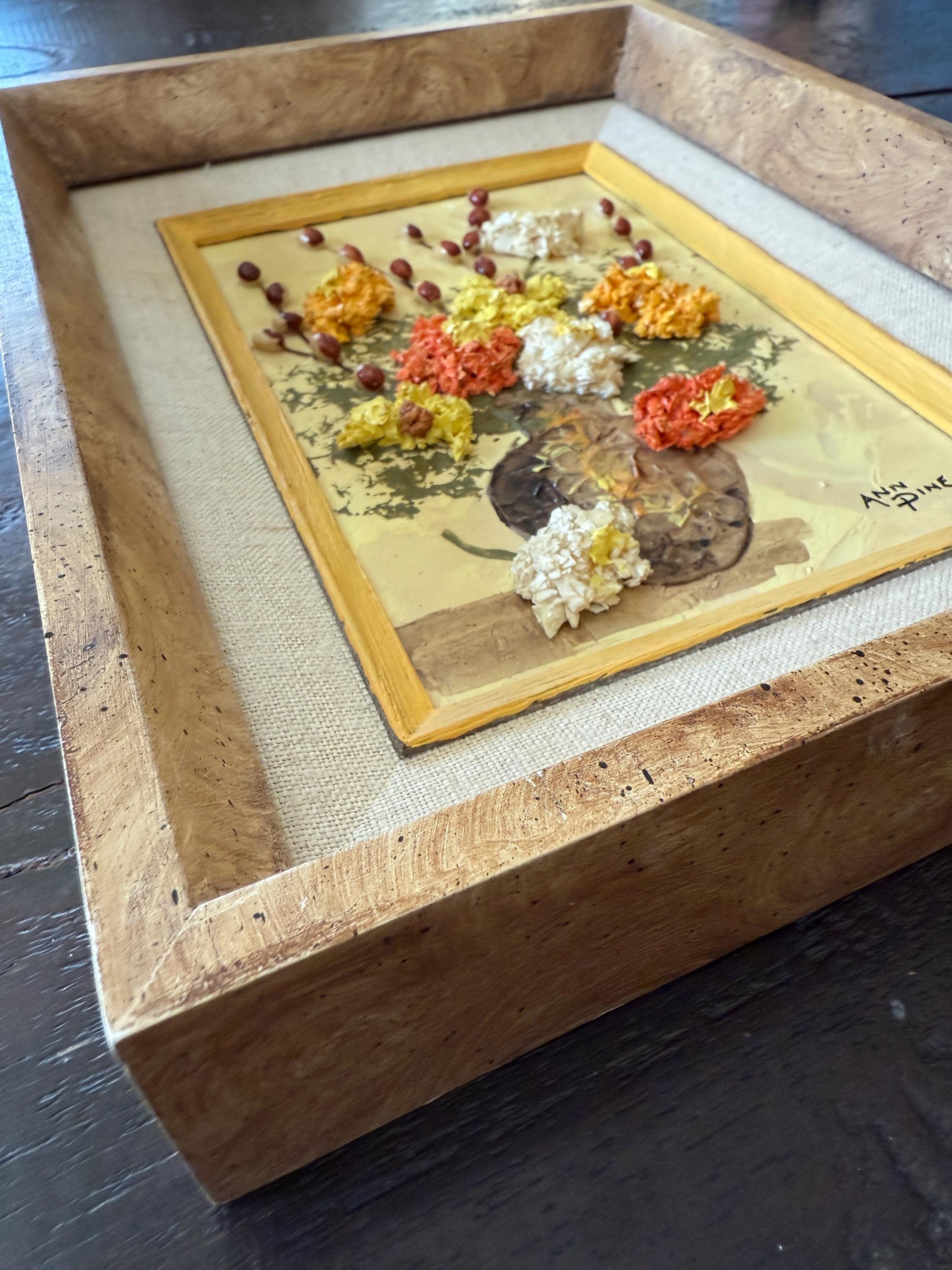 Signed Original Textured Oil Painting by Ann Pine – Framed 8x10 – Floral Still Life Art