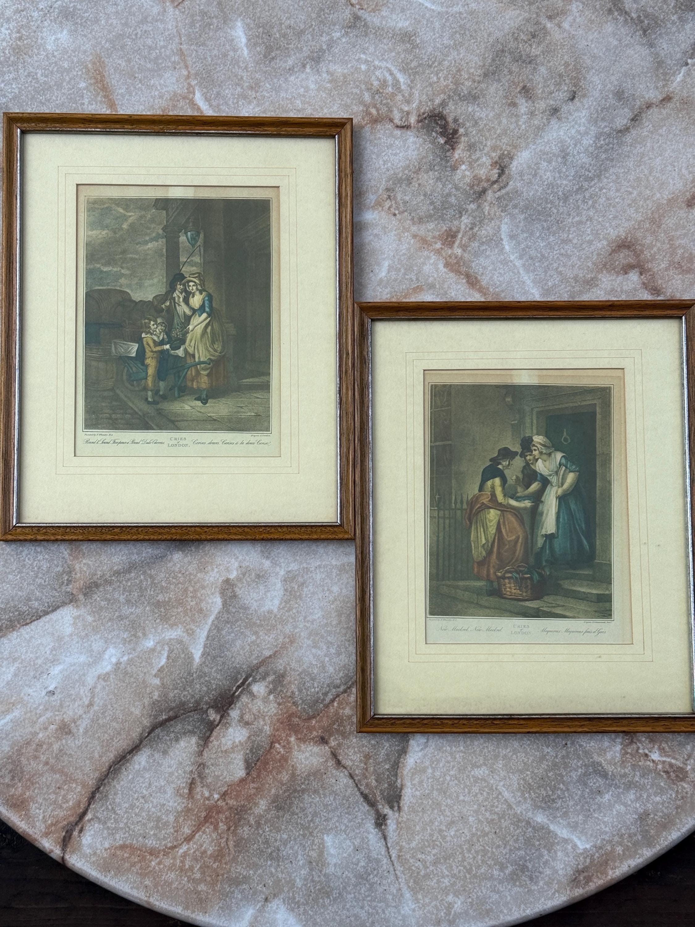 Instant Gallery Wall – Set of 11 “Cries of London” by F. Wheatley – Offset Lithography Prints – Matted & Framed- 11.5x9.5