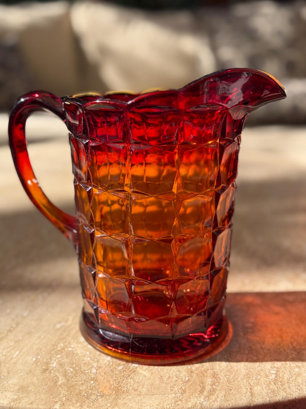 Vintage Tiara Amberina Consellation pitcher- glows under UV