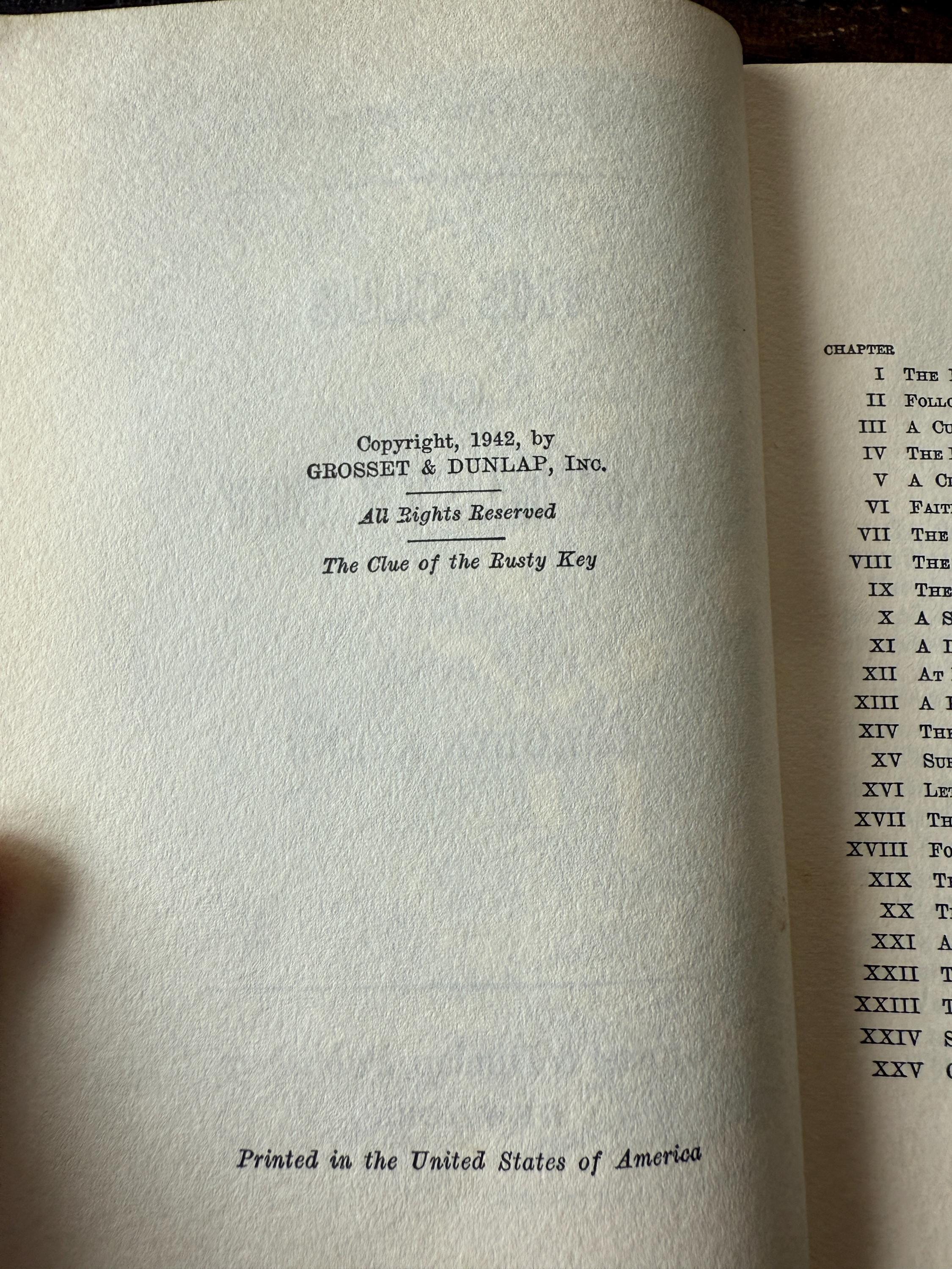 First Edition 1942 The Clue of the Rusty Key – Dana Girls Mystery #11 by Carolyn Keene – Vintage Mystery Book