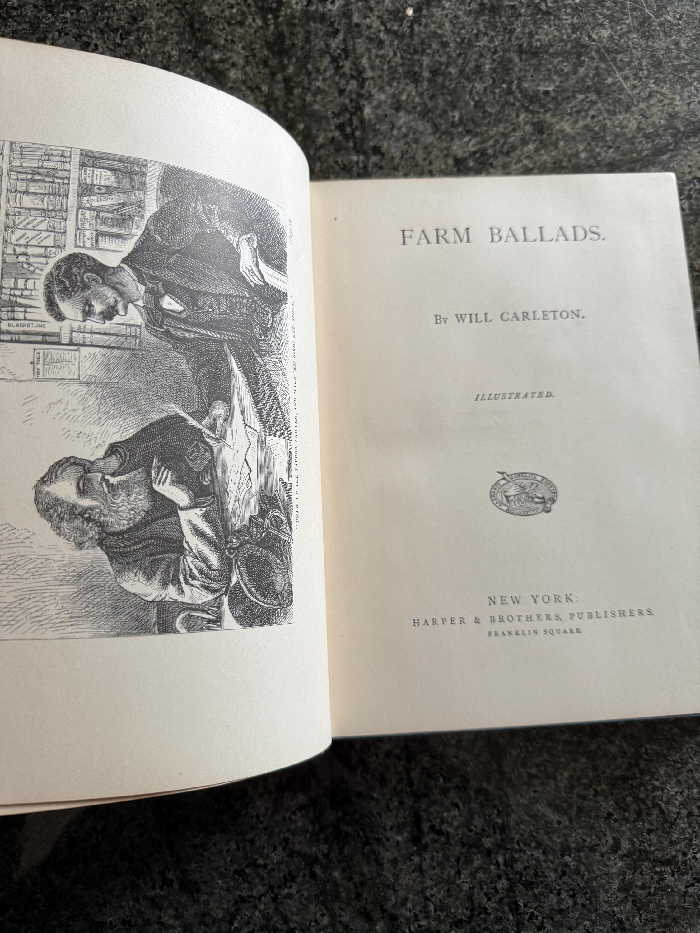 Antique 1882 Farm Ballads by Will Carleton – Stunning Victorian Cover, Poetry Book