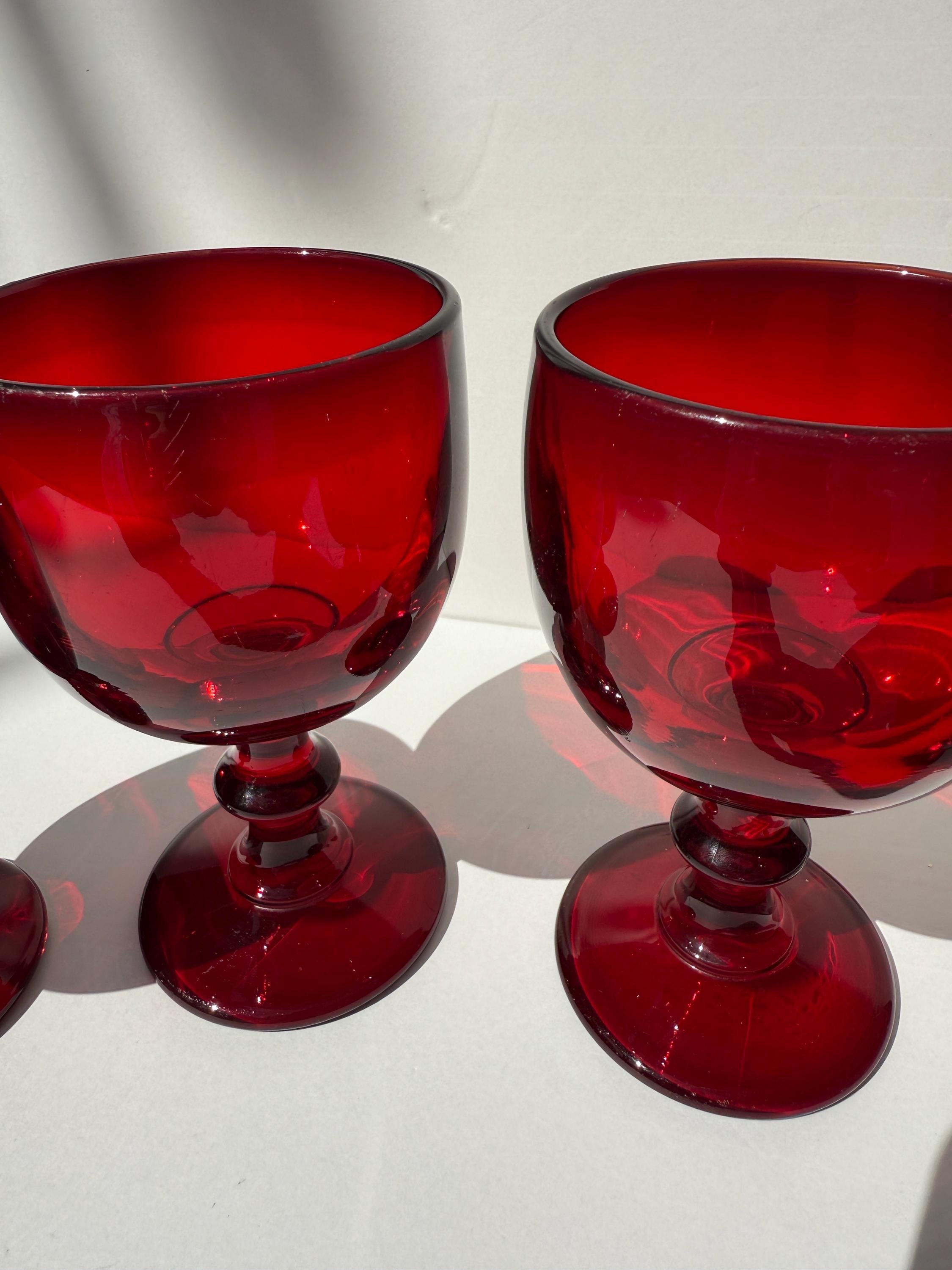 Pair of Ruby Red Hoffman House Stemmed Goblets – Imperial Glass – Choose 4oz or 8oz – Vintage Barware