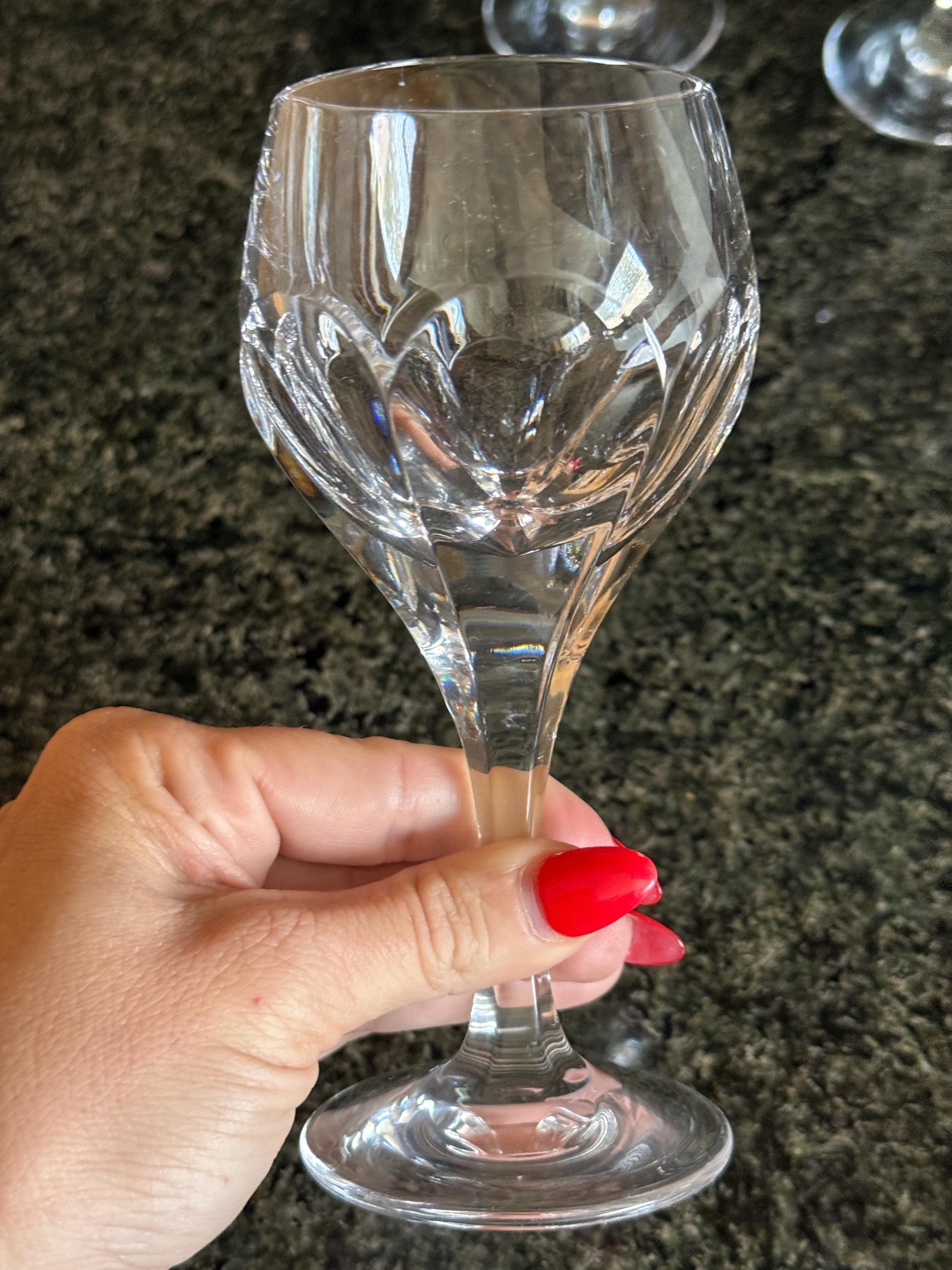 Set of 4 Gorham Crystal Sonja Glasses – 6” Tall – Cut Panel Design