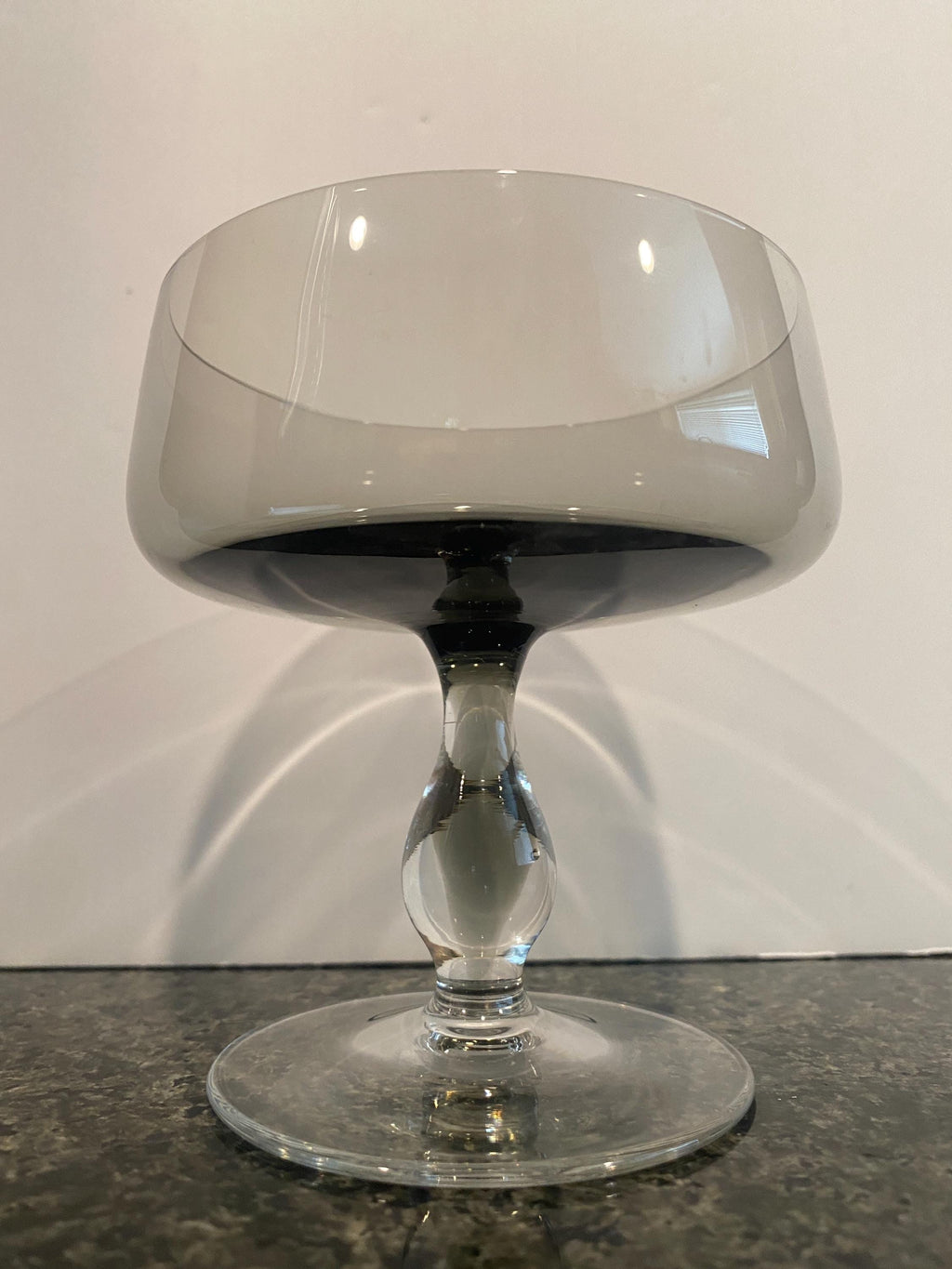 Pair of MCM Crystal Smoke Colored Champagne Glasses