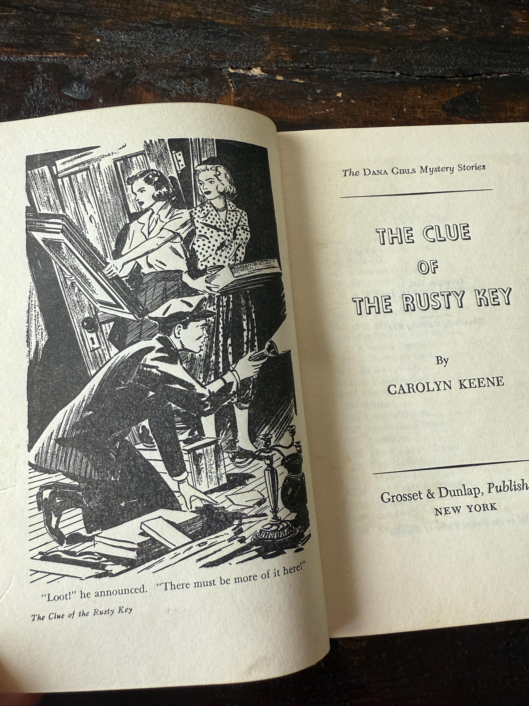First Edition 1942 The Clue of the Rusty Key – Dana Girls Mystery #11 by Carolyn Keene – Vintage Mystery Book