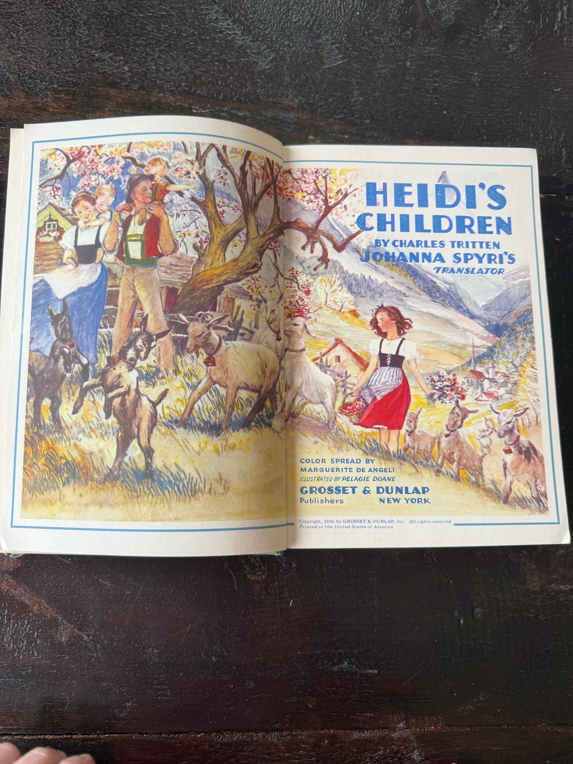 1939 Heidi’s Children by Charles Tritten – Vintage Sequel to Heidi – Embossed Green Cover