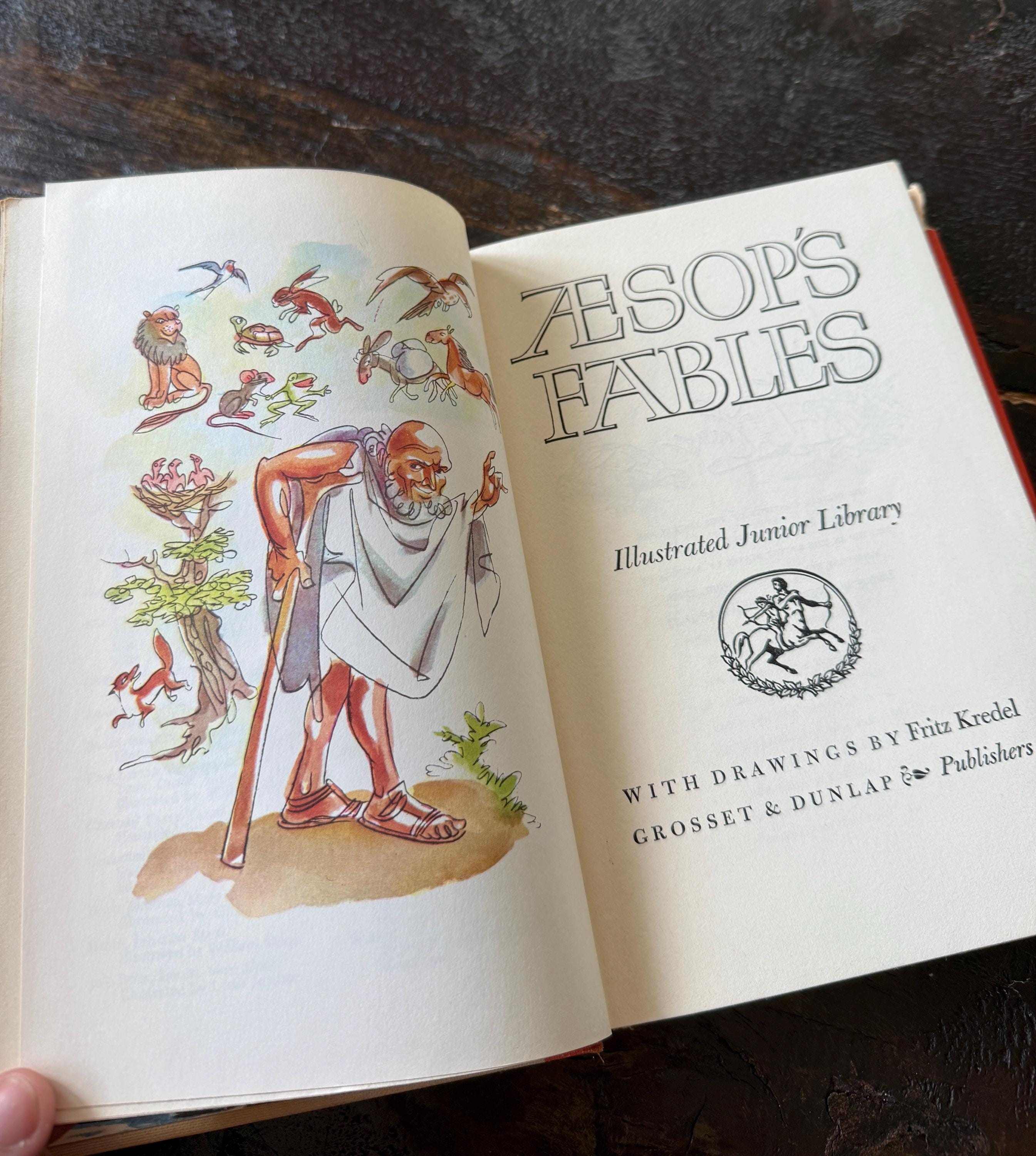 Vintage 1949 Aesop’s Fables Illustrated Junior Library Book – Illustrated by Fritz Kredel