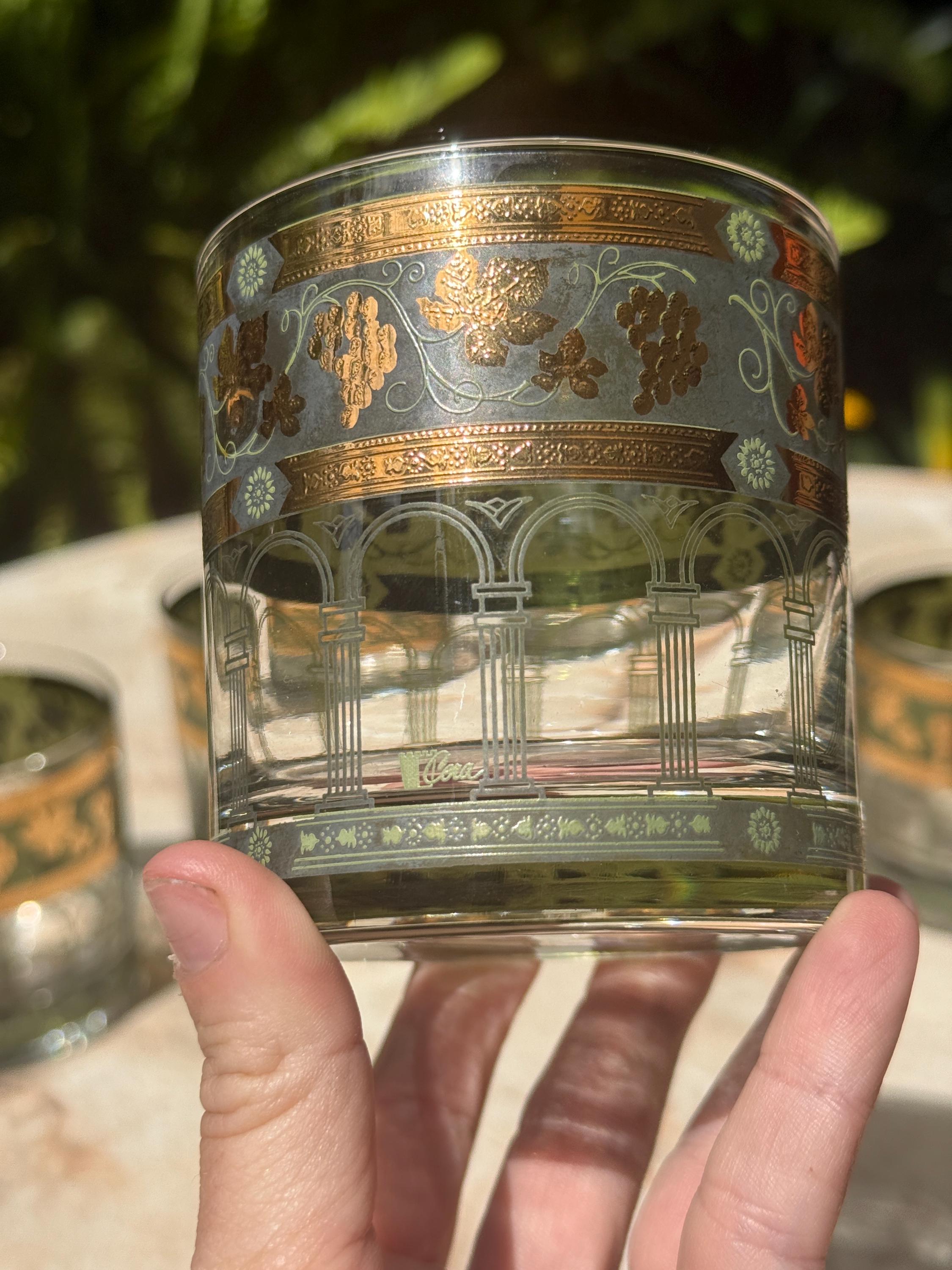Vintage Cera 22k Gold Grape Old Fashion Glasses – Set of 6 Mid Century Barware