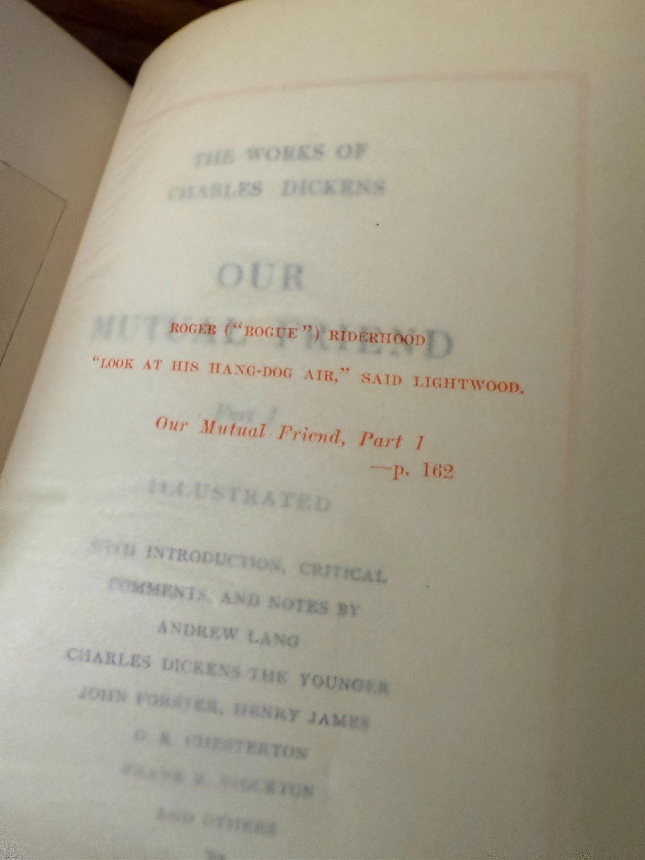 Antique 1911 Charles Dickens Our Mutual Friend (Part One) – Anniversary Edition by P.F. Collier & Son