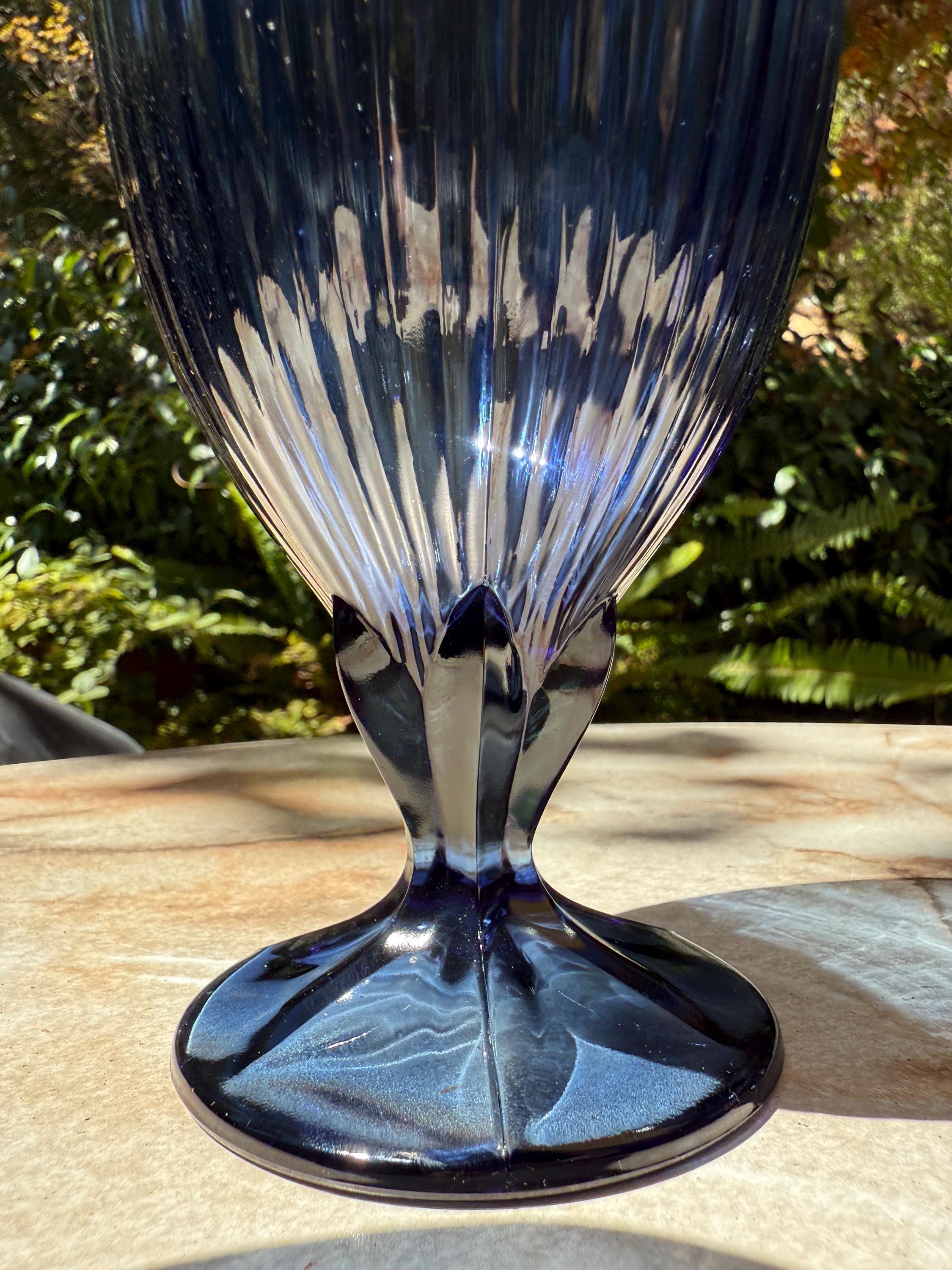 Vintage Fostoria Monet Dark Blue Goblets – Set of 4