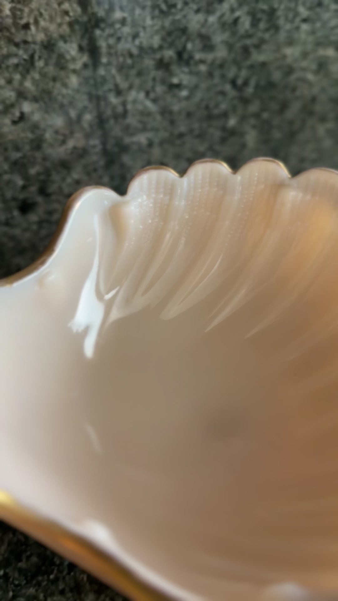 Vintage Cambridge Crown Tuscan “Sea Shell” Footed Compote | Pink Milk Glass Candy Dish with Gold Trim