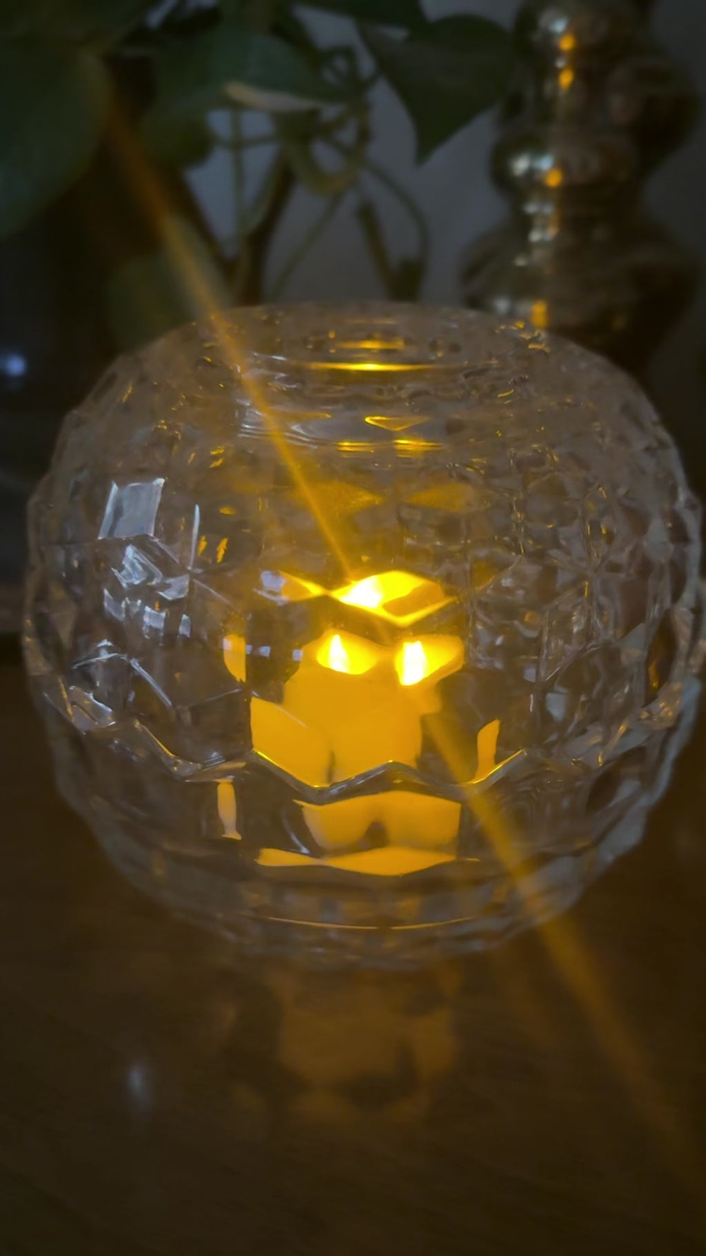 Vintage Fostoria American Clear Glass Fairy Lamp | Cubist Pattern, 1940s–1950s