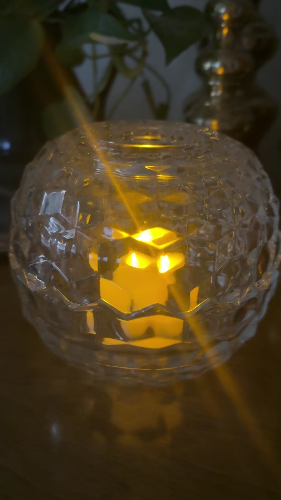 Vintage Fostoria American Clear Glass Fairy Lamp | Cubist Pattern, 1940s–1950s