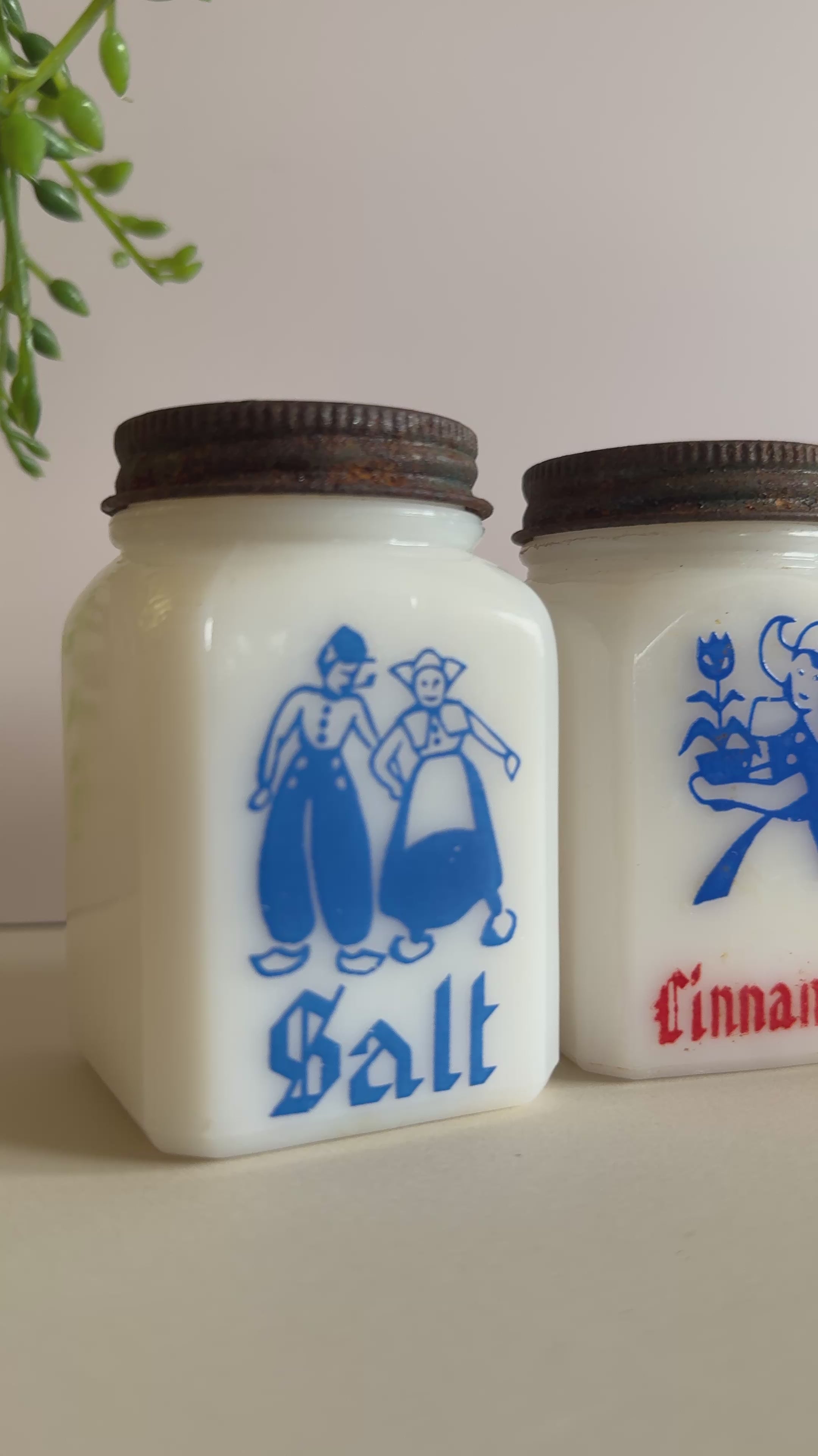 Vintage Anchor Hocking Dutch Milkglass Spice Shakers – Set of 5